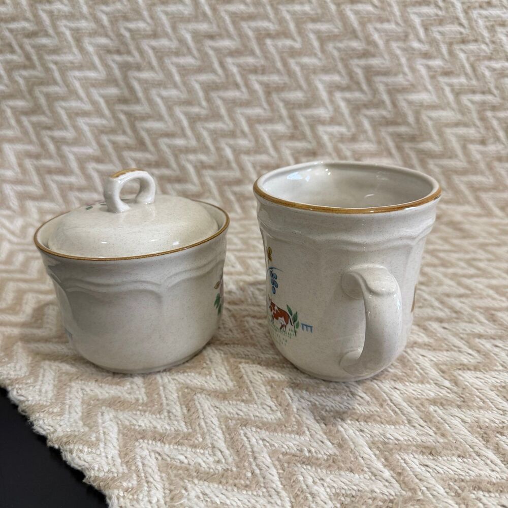 Vintage International China Stoneware HEARTLAND Creamer & Sugar Bowl - Picture 2 of 10